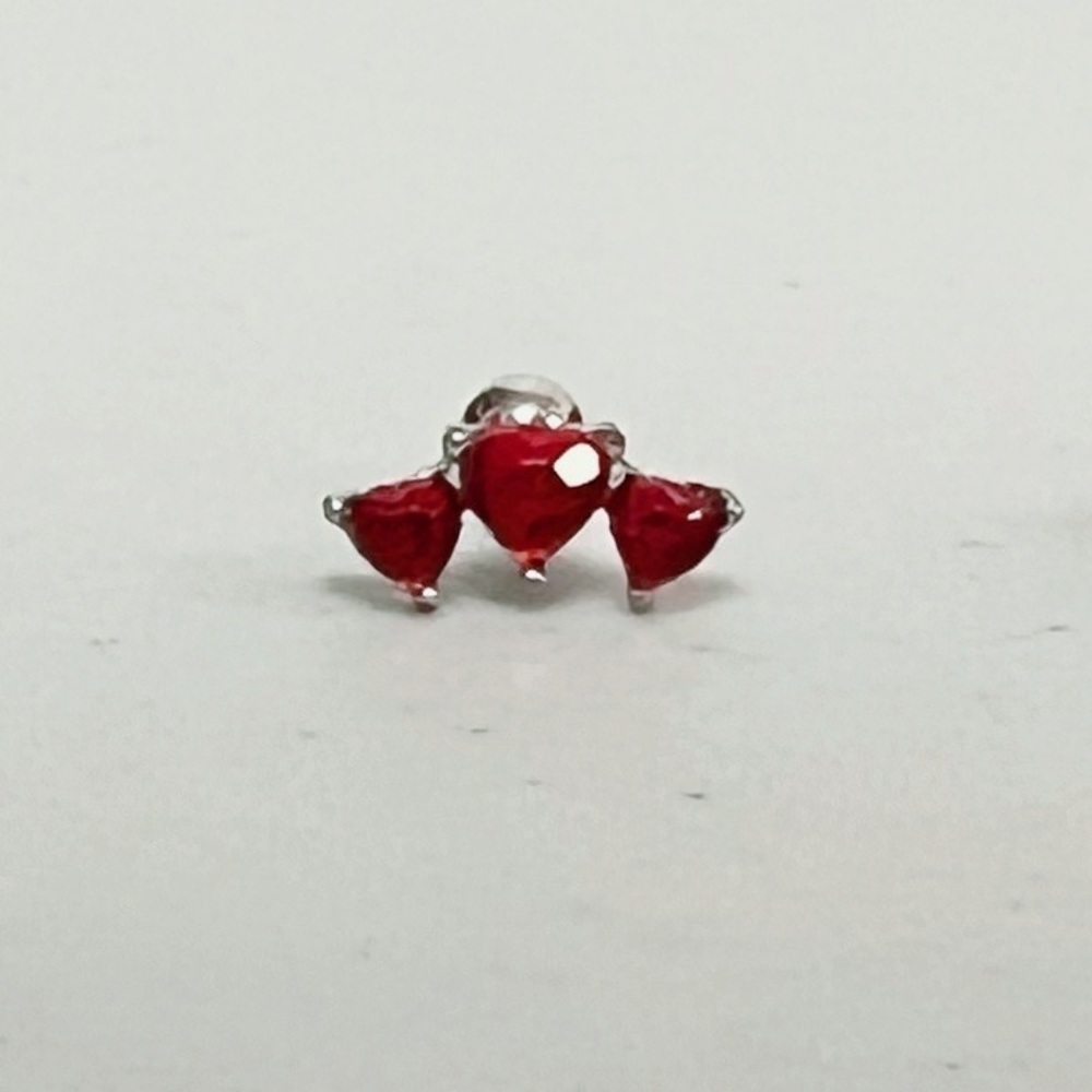 Silver Garnet Stone Heart Trio Helix Tragus Earring Stud Post Body Jewelry